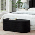 Banc coffre de rangement ovale en tissu Teddy, Aucun assemblage requis