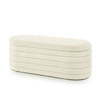 Banc coffre de rangement ovale en tissu Teddy, Aucun assemblage requis