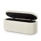 Banc coffre de rangement ovale en tissu Teddy, Aucun assemblage requis