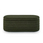 Banc coffre de rangement ovale en tissu Teddy, Aucun assemblage requis