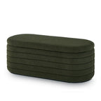 Banc coffre de rangement ovale en tissu Teddy, Aucun assemblage requis