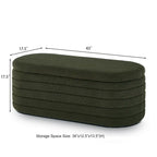 Banc coffre de rangement ovale en tissu Teddy, Aucun assemblage requis