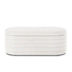Banc coffre de rangement ovale en tissu Teddy, Aucun assemblage requis