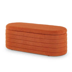 Banc coffre de rangement ovale en tissu Teddy, Aucun assemblage requis