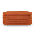 Banc coffre de rangement ovale en tissu Teddy, Aucun assemblage requis