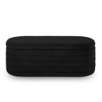 Banc coffre de rangement ovale en tissu Teddy, Aucun assemblage requis