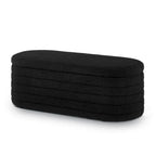 Banc coffre de rangement ovale en tissu Teddy, Aucun assemblage requis