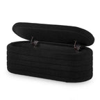 Banc coffre de rangement ovale en tissu Teddy, Aucun assemblage requis