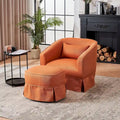 Fauteuil pivotant avec ottomane, fauteuils d'appoint pivotants, fauteuils de lecture, fauteuils ronds avec base en métal noir