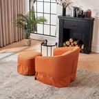 Fauteuil pivotant avec ottomane, fauteuils d'appoint pivotants, fauteuils de lecture, fauteuils ronds avec base en métal noir