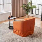 Fauteuil pivotant avec ottomane, fauteuils d'appoint pivotants, fauteuils de lecture, fauteuils ronds avec base en métal noir