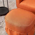 Fauteuil pivotant avec ottomane, fauteuils d'appoint pivotants, fauteuils de lecture, fauteuils ronds avec base en métal noir