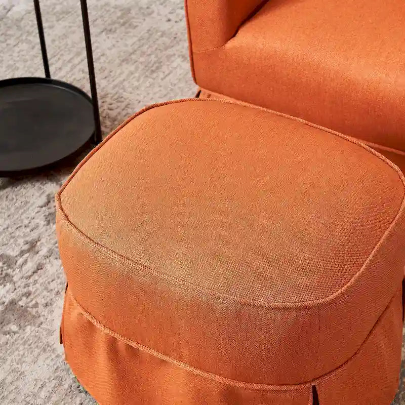 Fauteuil pivotant avec ottomane, fauteuils d'appoint pivotants, fauteuils de lecture, fauteuils ronds avec base en métal noir