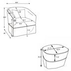 Fauteuil pivotant avec ottomane, fauteuils d'appoint pivotants, fauteuils de lecture, fauteuils ronds avec base en métal noir