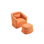 Fauteuil pivotant avec ottomane, fauteuils d'appoint pivotants, fauteuils de lecture, fauteuils ronds avec base en métal noir