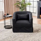 Fauteuil pivotant avec ottomane, fauteuils d'appoint pivotants, fauteuils de lecture, fauteuils ronds avec base en métal noir