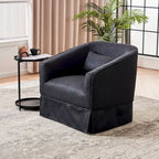 Fauteuil pivotant avec ottomane, fauteuils d'appoint pivotants, fauteuils de lecture, fauteuils ronds avec base en métal noir