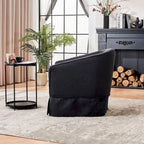 Fauteuil pivotant avec ottomane, fauteuils d'appoint pivotants, fauteuils de lecture, fauteuils ronds avec base en métal noir
