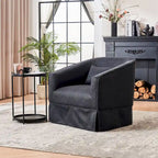 Fauteuil pivotant avec ottomane, fauteuils d'appoint pivotants, fauteuils de lecture, fauteuils ronds avec base en métal noir