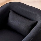 Fauteuil pivotant avec ottomane, fauteuils d'appoint pivotants, fauteuils de lecture, fauteuils ronds avec base en métal noir