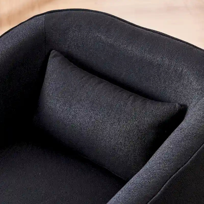 Fauteuil pivotant avec ottomane, fauteuils d'appoint pivotants, fauteuils de lecture, fauteuils ronds avec base en métal noir