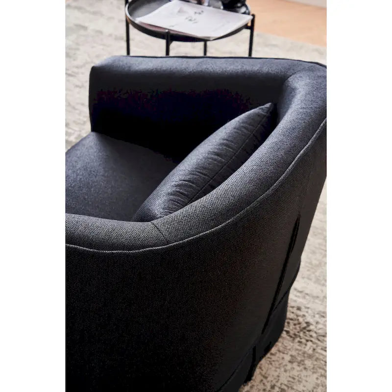 Fauteuil pivotant avec ottomane, fauteuils d'appoint pivotants, fauteuils de lecture, fauteuils ronds avec base en métal noir