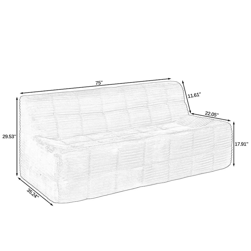 Canapé 3 places en mousse 75, sans assemblage, design compact et installation facile