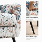 Fauteuil d'appoint à imprimé floral, fauteuil de lecture rembourré pour salon ou chambre avec pieds en métal réglables et robustes