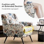 Fauteuil d'appoint à imprimé floral, fauteuil de lecture rembourré pour salon ou chambre avec pieds en métal réglables et robustes