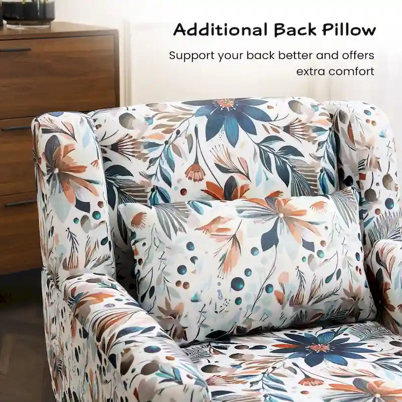 Fauteuil d'appoint à imprimé floral, fauteuil de lecture rembourré pour salon ou chambre avec pieds en métal réglables et robustes