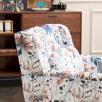 Fauteuil d'appoint à imprimé floral, fauteuil de lecture rembourré pour salon ou chambre avec pieds en métal réglables et robustes