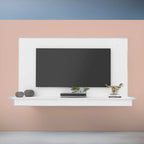 Meuble TV flottant pour téléviseurs jusqu'à 55 pouces - Meuble TV mural avec bande LED et étagère