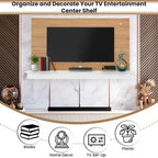 Meuble TV flottant pour téléviseurs jusqu'à 55 pouces - Meuble TV mural avec bande LED et étagère