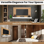 Meuble TV flottant pour téléviseurs jusqu'à 55 pouces - Meuble TV mural avec bande LED et étagère