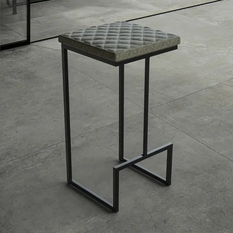 Tabouret de bar moderne en cuir matelassé avec assise carrée rembourrée et repose-pieds pour bar et comptoirs de cuisine