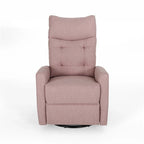 Fauteuil inclinable planeur à bascule avec fonction pivotante, tissu capitonné rose poudré