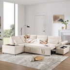 Canapé d'angle convertible modulaire Chenille avec pouf de rangement