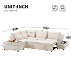 Canapé d'angle convertible modulaire Chenille avec pouf de rangement
