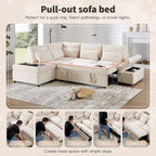 Canapé d'angle convertible modulaire Chenille avec pouf de rangement