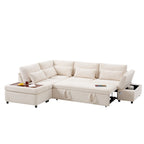 Canapé d'angle convertible modulaire Chenille avec pouf de rangement