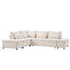 Canapé d'angle convertible modulaire Chenille avec pouf de rangement