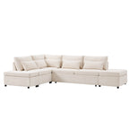 Canapé d'angle convertible modulaire Chenille avec pouf de rangement