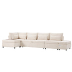 Canapé d'angle convertible modulaire Chenille avec pouf de rangement