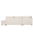 Canapé d'angle convertible modulaire Chenille avec pouf de rangement