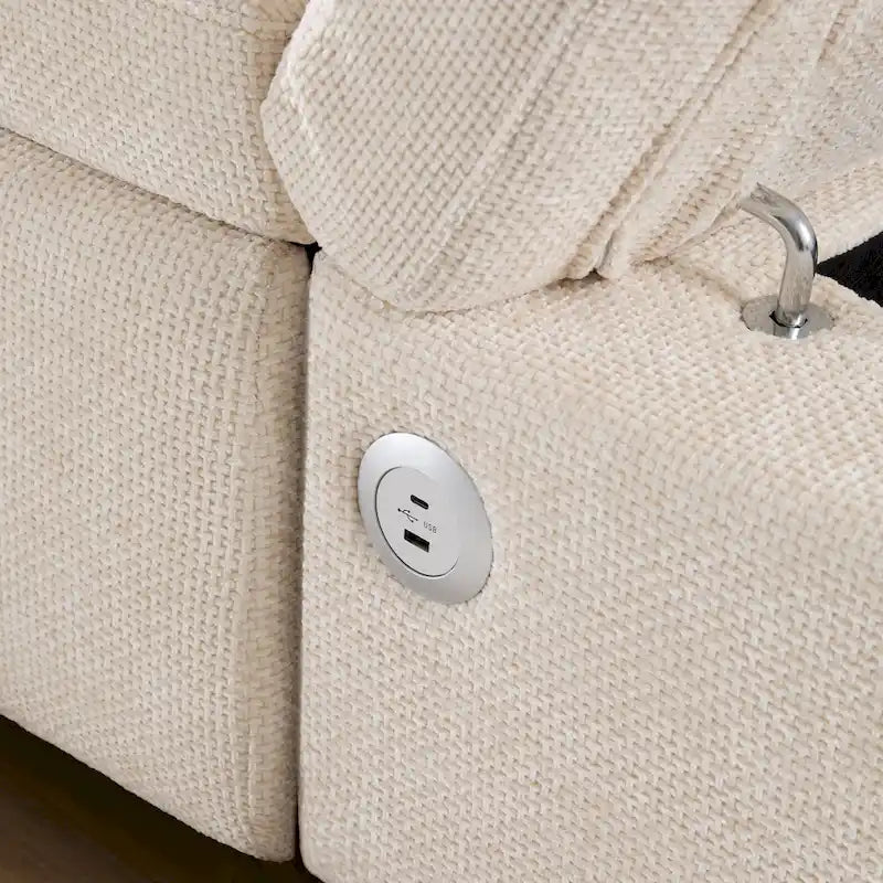 Canapé d'angle convertible modulaire Chenille avec pouf de rangement