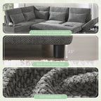 Canapé d'angle convertible modulaire Chenille avec pouf de rangement