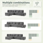 Canapé d'angle convertible modulaire Chenille avec pouf de rangement