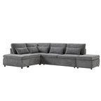 Canapé d'angle convertible modulaire Chenille avec pouf de rangement