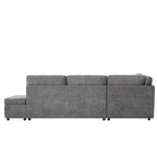 Canapé d'angle convertible modulaire Chenille avec pouf de rangement