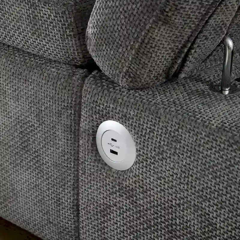 Canapé d'angle convertible modulaire Chenille avec pouf de rangement